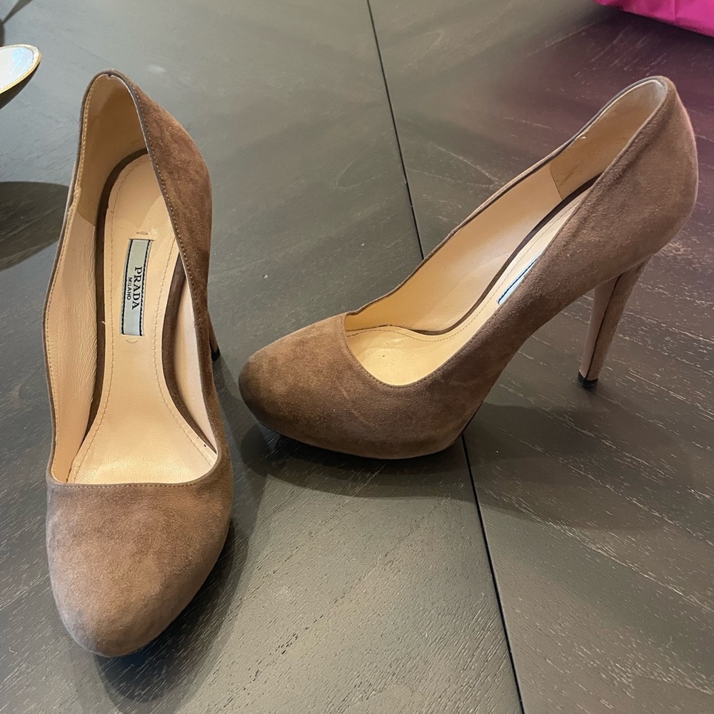 Prada Brown Suede Heels